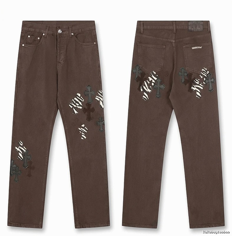 Chrome Hearts Cross Dark Style Brown Pants