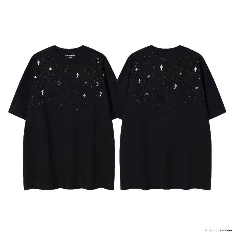 Chrome Hearts Cross Embroidered Street Style Black Short-sleeve T-shirt