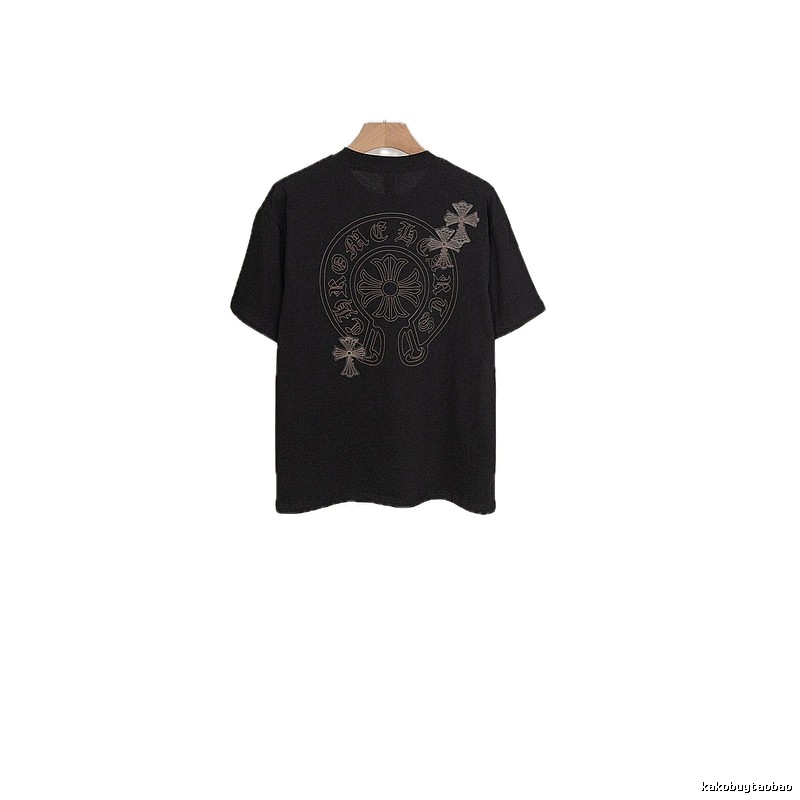 Chrome Hearts Cross Embroidered Street Style Black Short-Sleeve T-Shirt