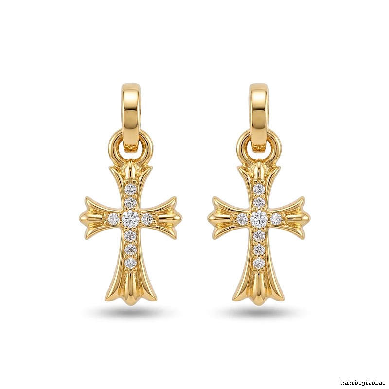 Chrome Hearts Cross Trendy and Cool Style Gold Earrings