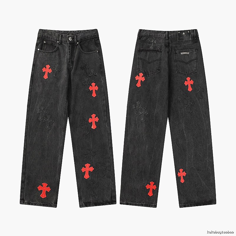 Chrome Hearts Premium Style Graphic jeans Light Denim Jeans for Minimal Outfits