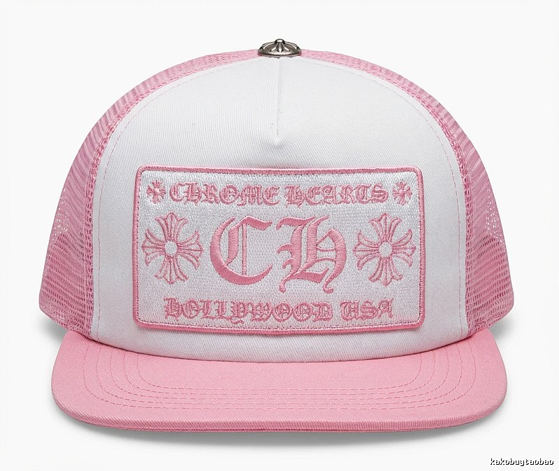 Chrome Hearts Retro Style Pink and White Hat