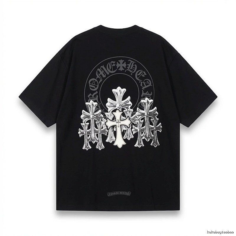 Chrome Hearts Silver Cross Black T - Shirt