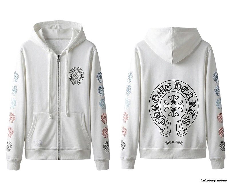 Chrome Hearts White Hoodie with Horseshoe Print Style