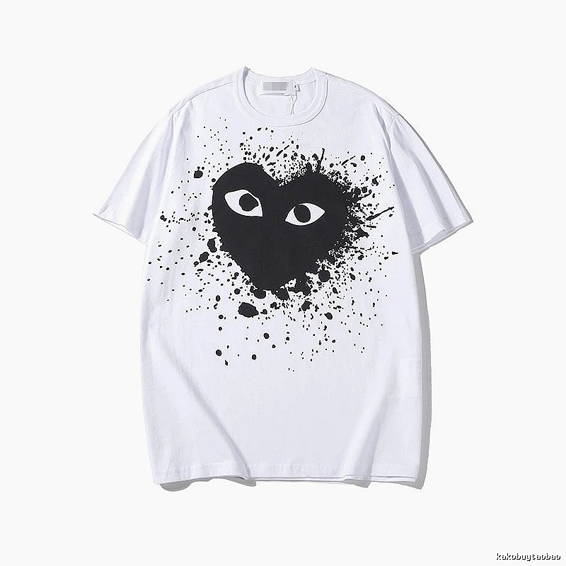 Comme des Garcons PLAY 2023-15 White Black Style 2315 Heart Logo T-Shirt Visual Accent