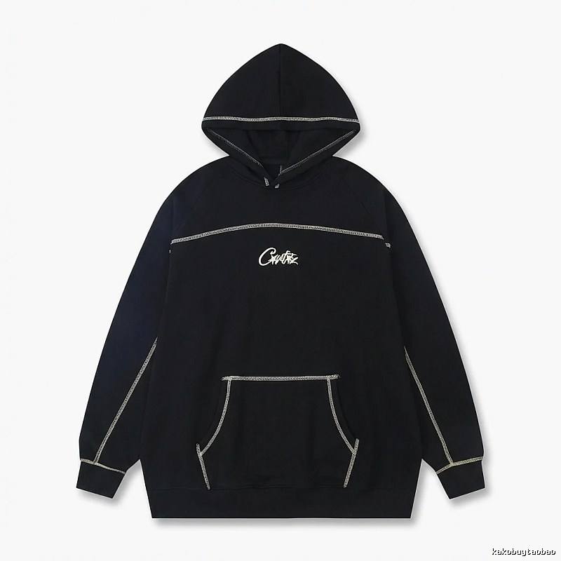 Corteiz Embroidered Simple Style Black Sweatshirt