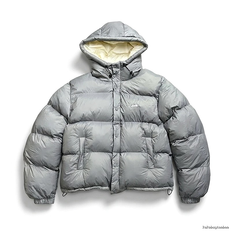 Corteiz trendy and cool style grey down jacket