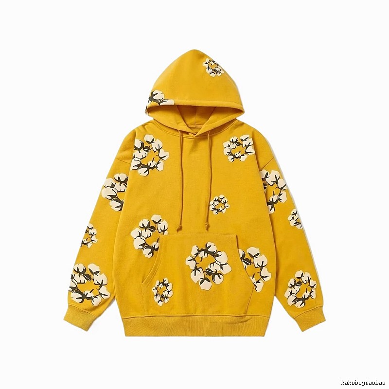 DENIM TEARS Floral Style Yellow Hoodie