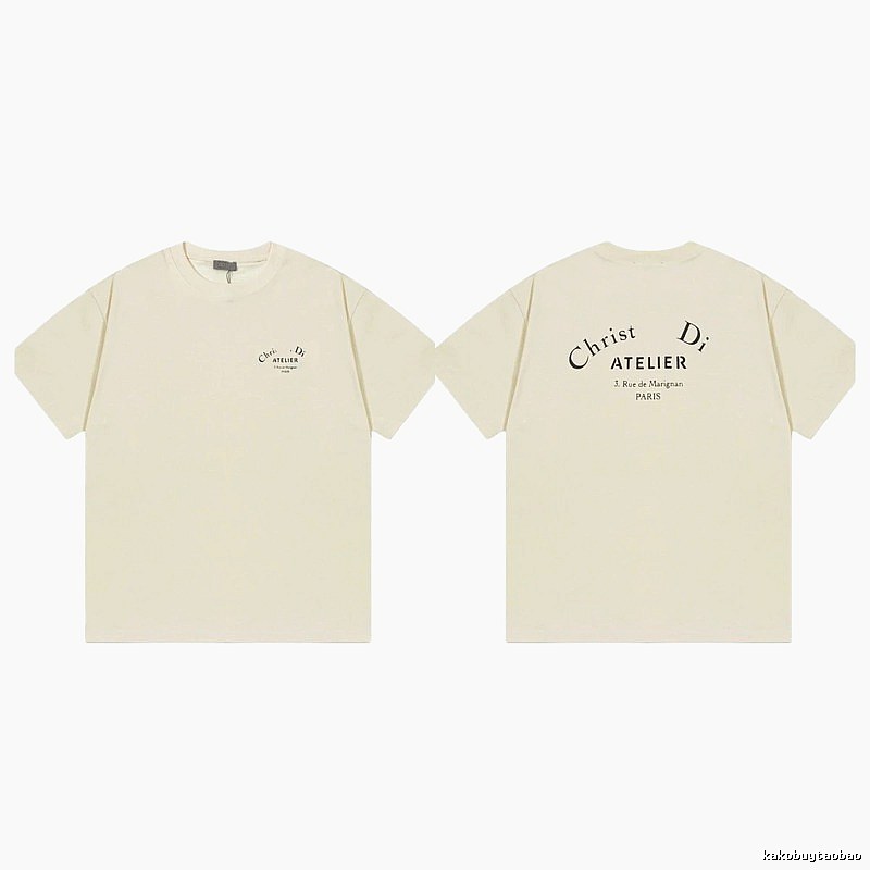 Dior Atelier Minimalist Style Beige Short-sleeve T-shirt