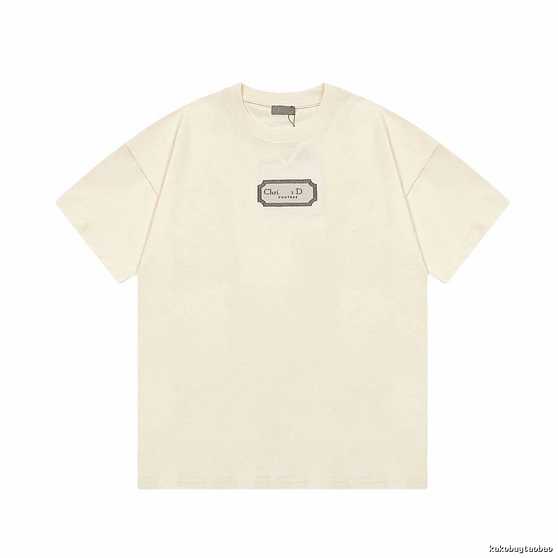 Dior Couture Minimalist Style Off-White Short-sleeve T-shirt