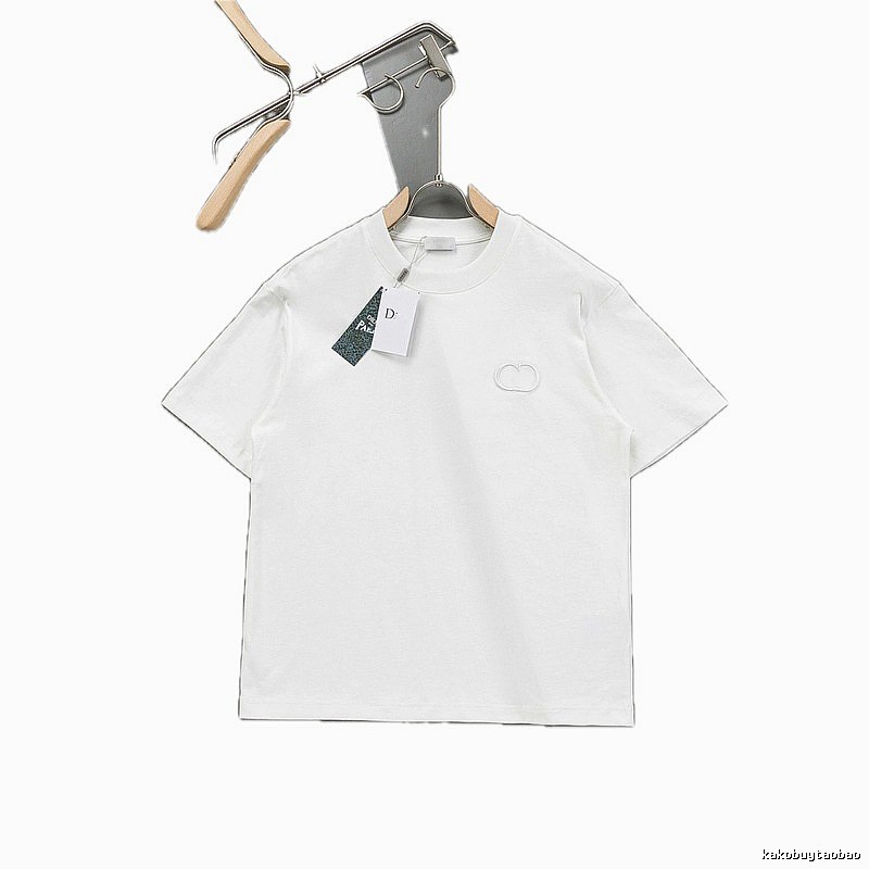 Dior Embroidered Minimalist Style White Short-sleeve T-shirt