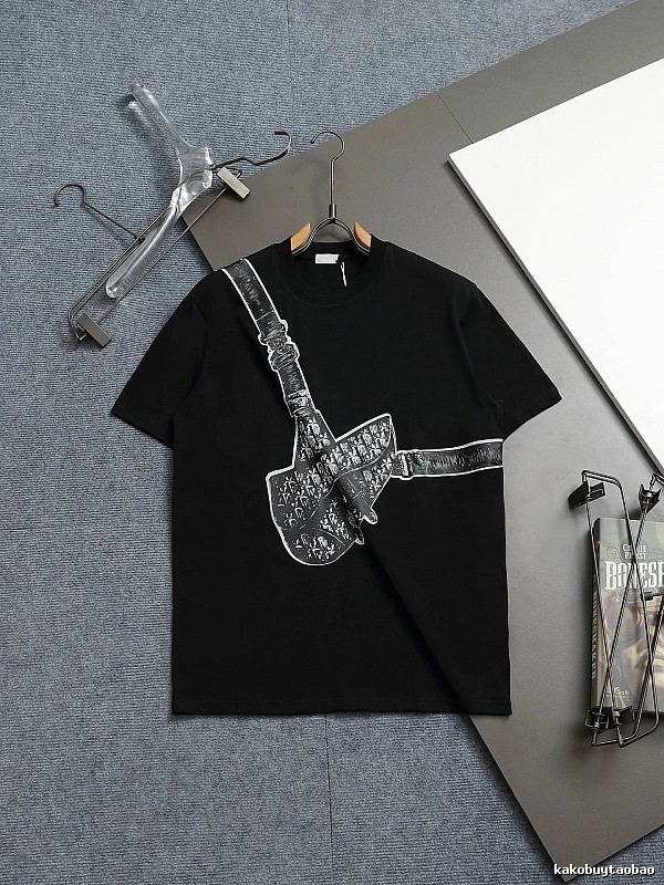 Dior Oblique Collection Streetwear Style Black Short-sleeve T-shirt