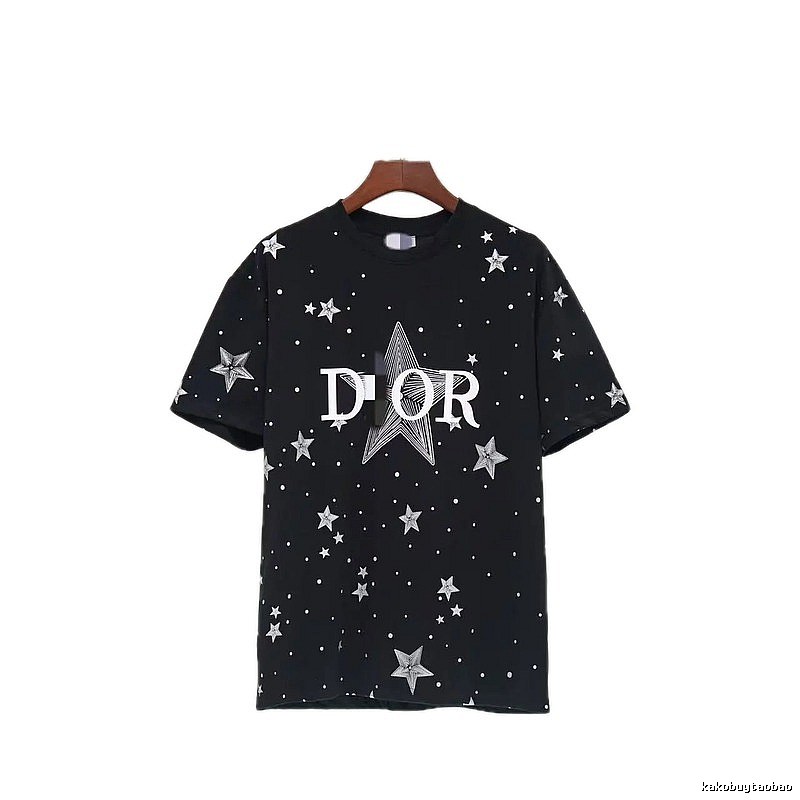 Dior Trendy Cool All-over Star Print Black T-Shirt