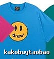 DREW Smiley Face Street Style Blue Short Sleeve T-Shirt