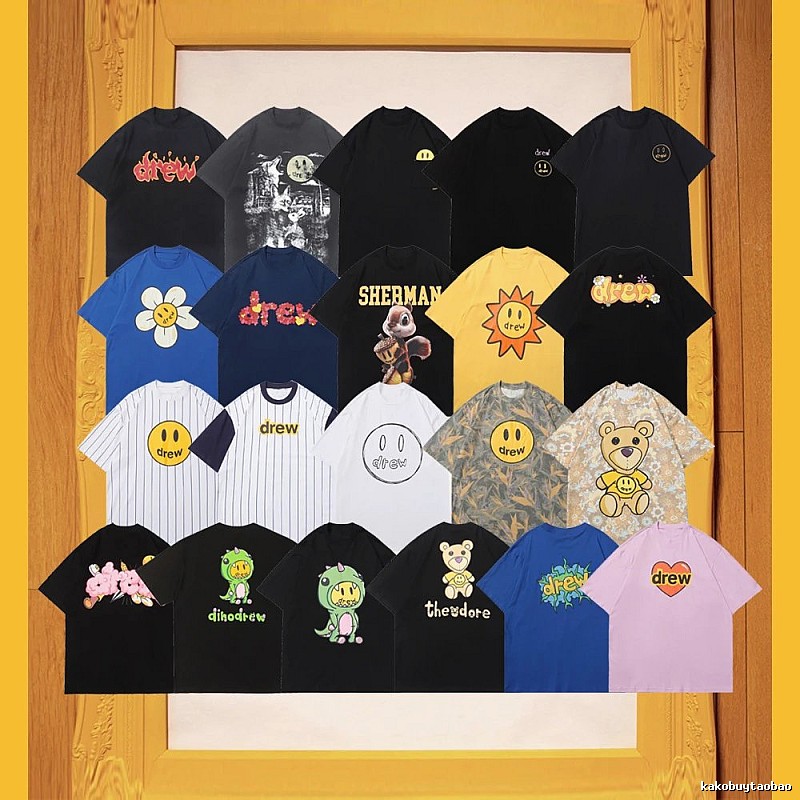 DREW Smiley Print American Trendy Multi-color Short Sleeve T-Shirt