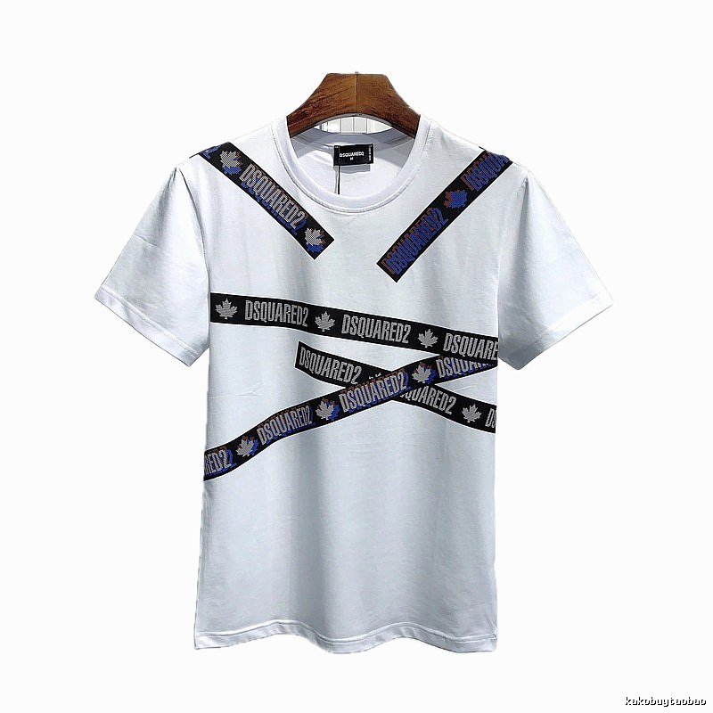 DSQUARED2 Webbing Streetwear Brand White Short-sleeve T-shirt