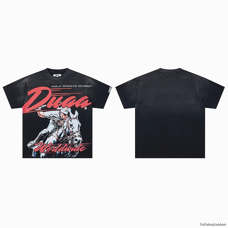 DUAA Vintage Style Black Polo T-Shirt