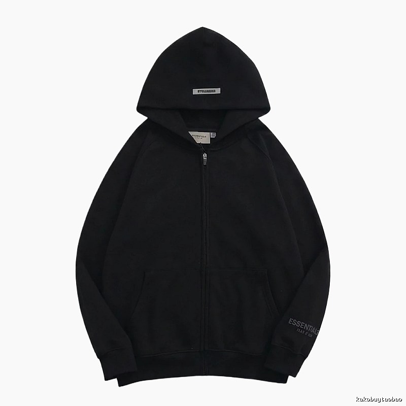 ESSENTIALS minimalist style black hoodie