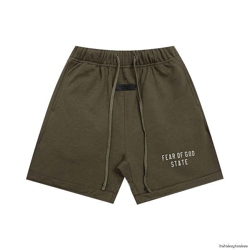 ESSENTIALS Sporty Military Green Shorts