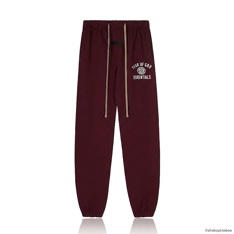 ESSENTIALS Trendy Casual Wine Red Sweatpants