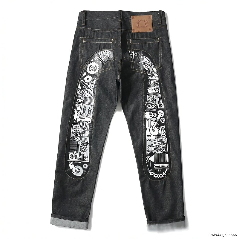 EVISU Mechanical Style Black Jeans
