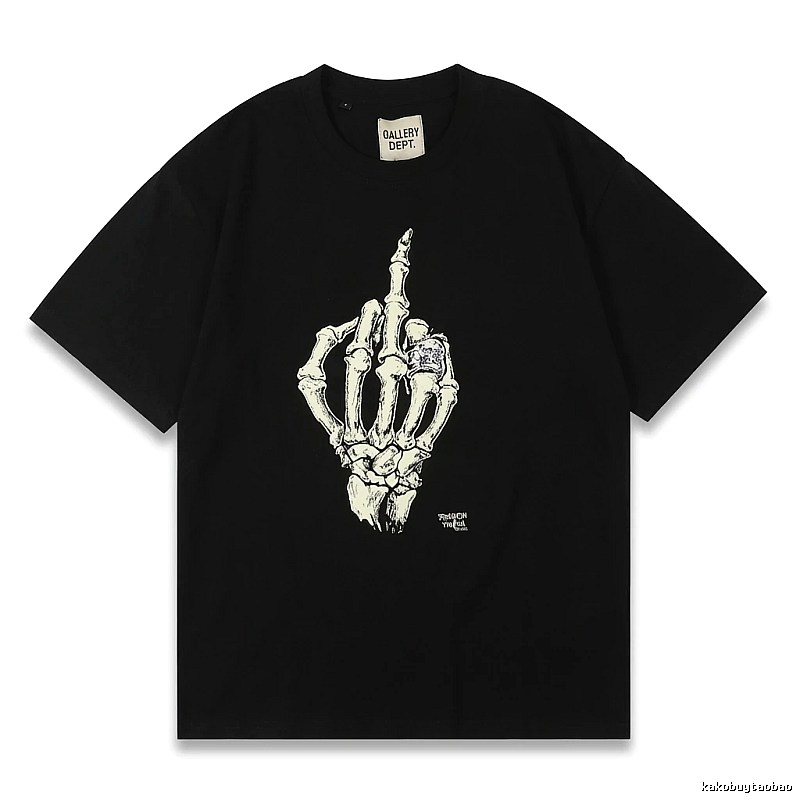 Gallery Dept Skull Print Trendy Cool Black T-shirt