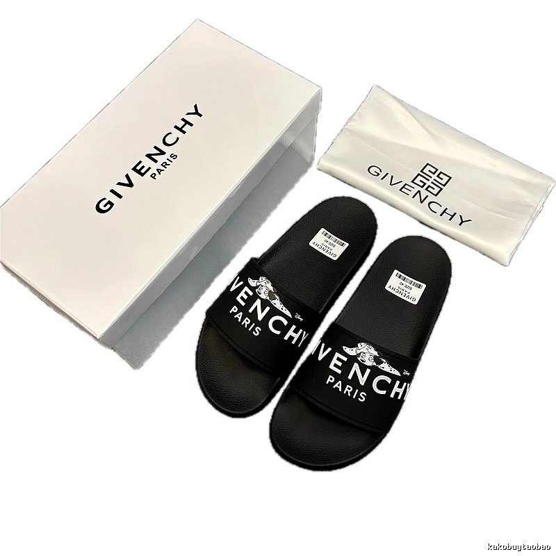 Givenchy x Disney Street Style Black Slide Sandals