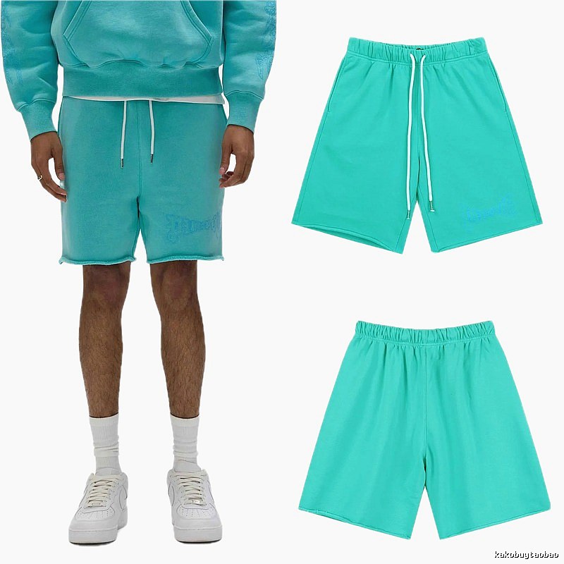 Godspeed Embroidered Street Style Lake Blue Casual Shorts