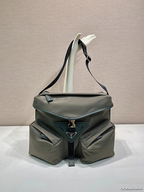 Gray Geometric Shoulder Bag Prada Shoulder Bag for Daily Rotation