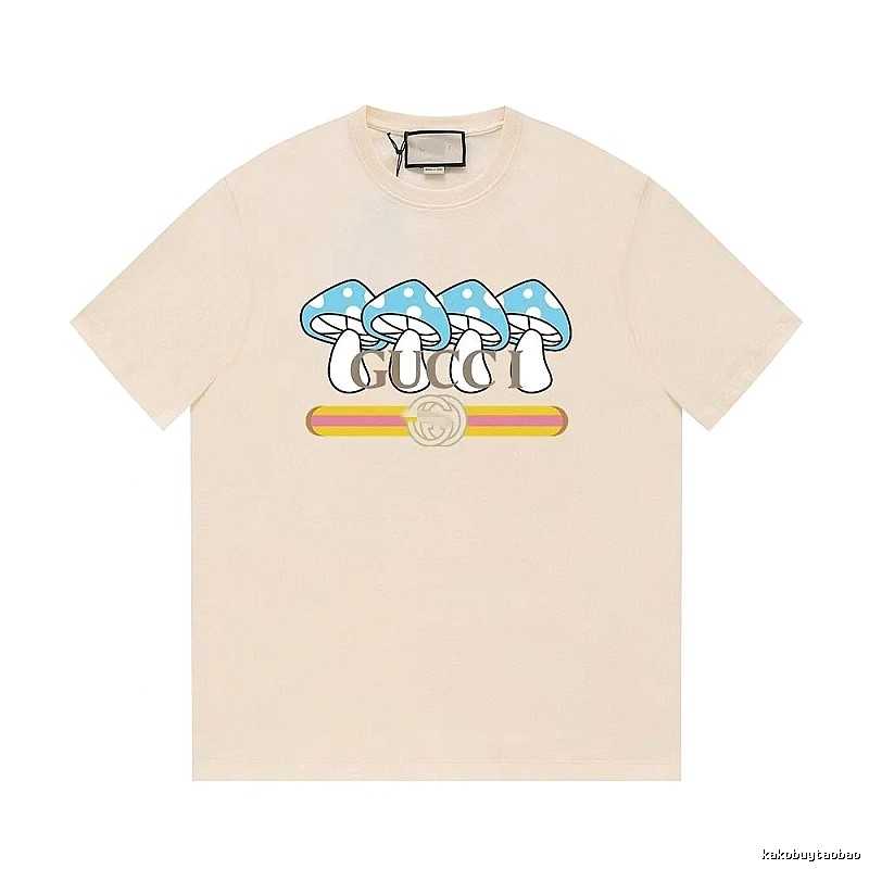 Gucci Mushroom Print Casual Style Off-white T-shirt