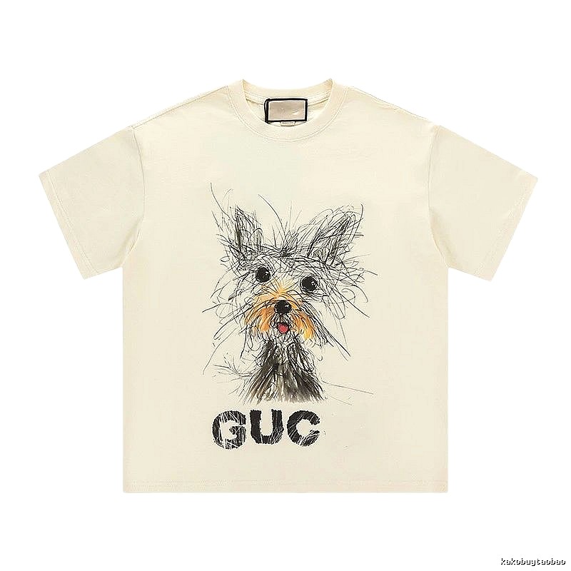 Gucci Puppy Graffiti Casual Style Off-white T-shirt