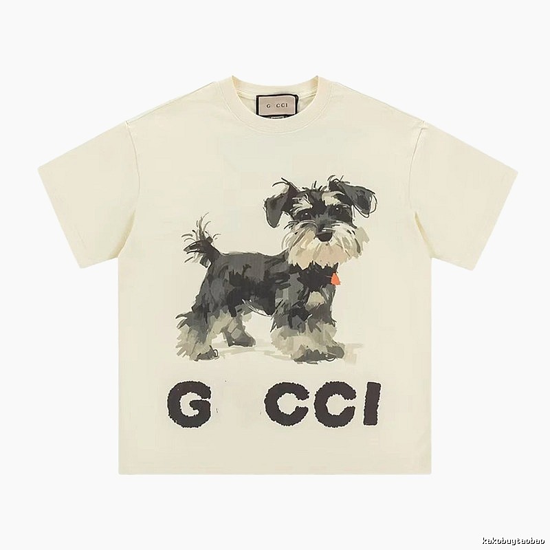 Gucci Schnauzer Print Off-white Casual T-shirt