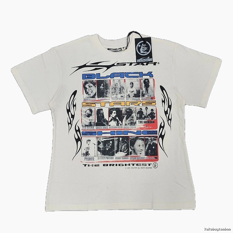 Hellstar Black Star Vintage Off-white Short Sleeve T-Shirt
