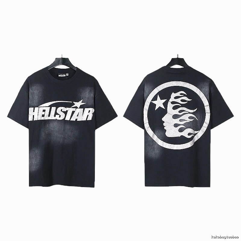 Hellstar Flame Print Street Style Black T-Shirt