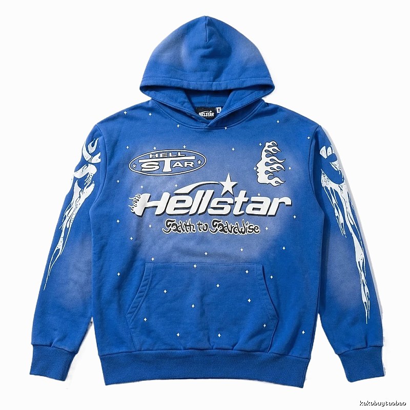 Hellstar Flame Wind Blue Hoodie
