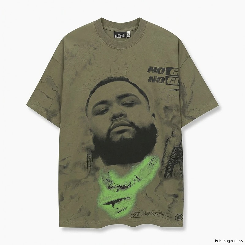 Hellstar Retro Style Olive Green T-shirt