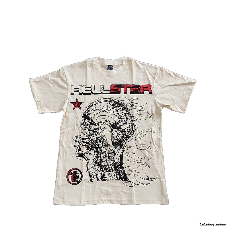 Hellstar Skeleton Print Street-style Off-white T-shirt