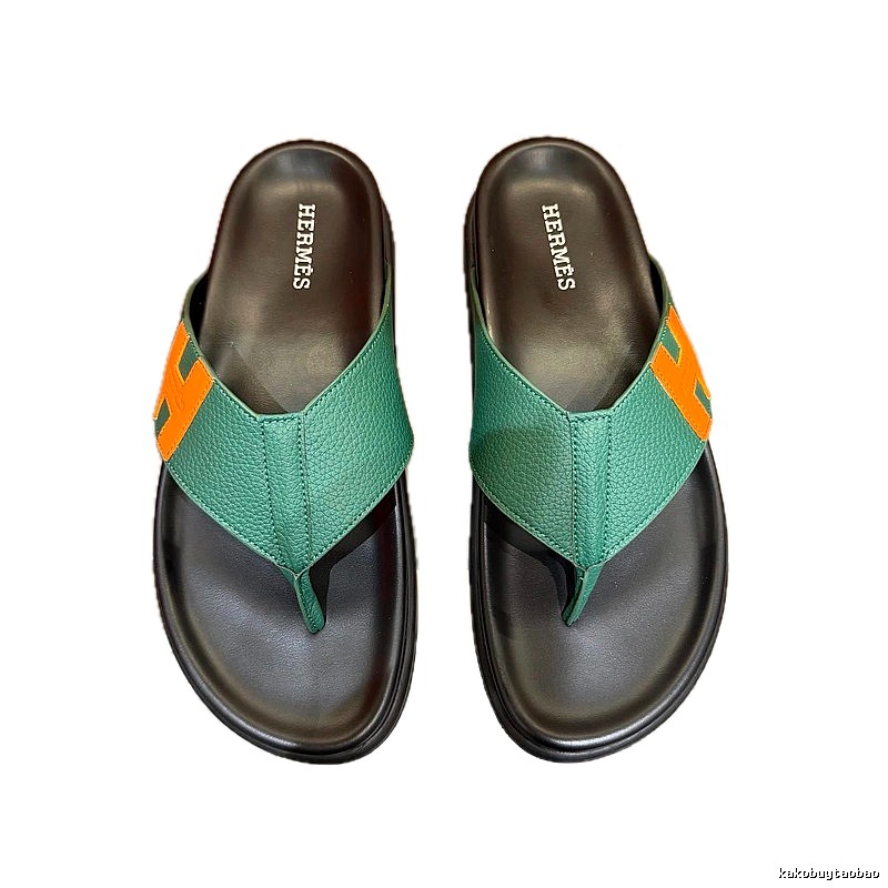 Hermès H Series Casual Style Green Flip-flops