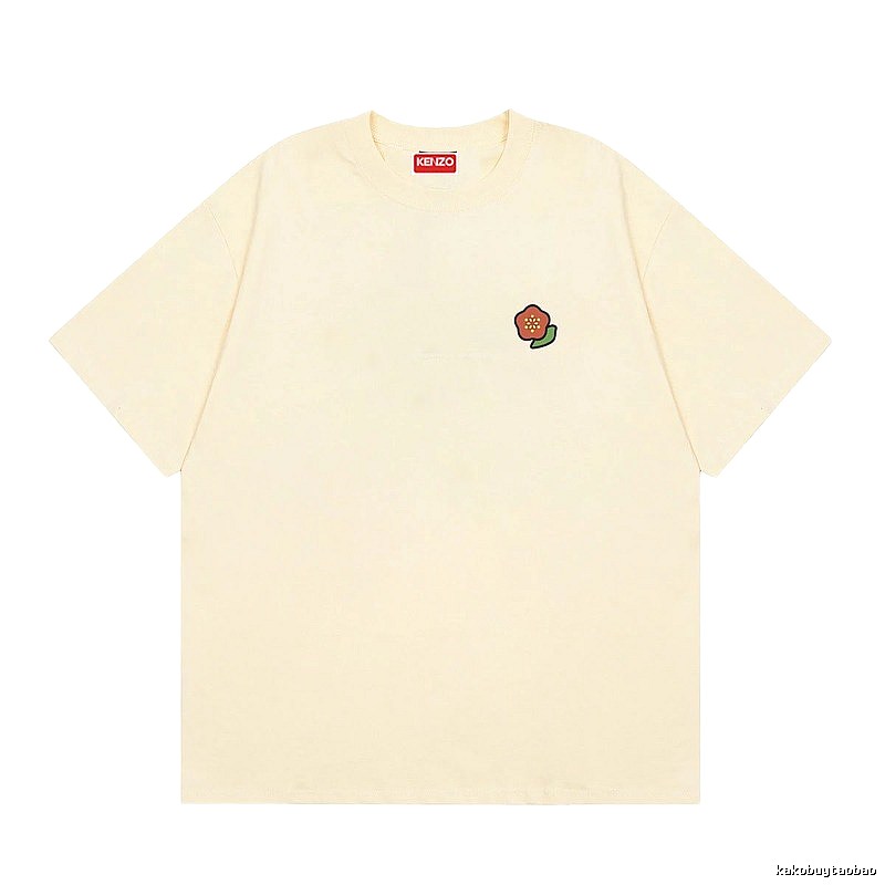 KENZO Embroidered Little Flower Casual Style Off-white T-shirt