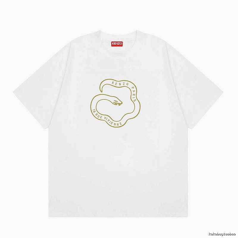KENZO Spirit Snake Print Casual Style White T-Shirt