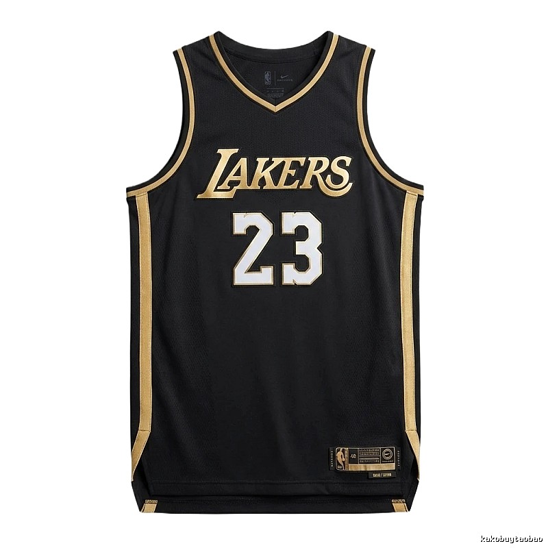 LBJ Lakers black and gold basketball uniform