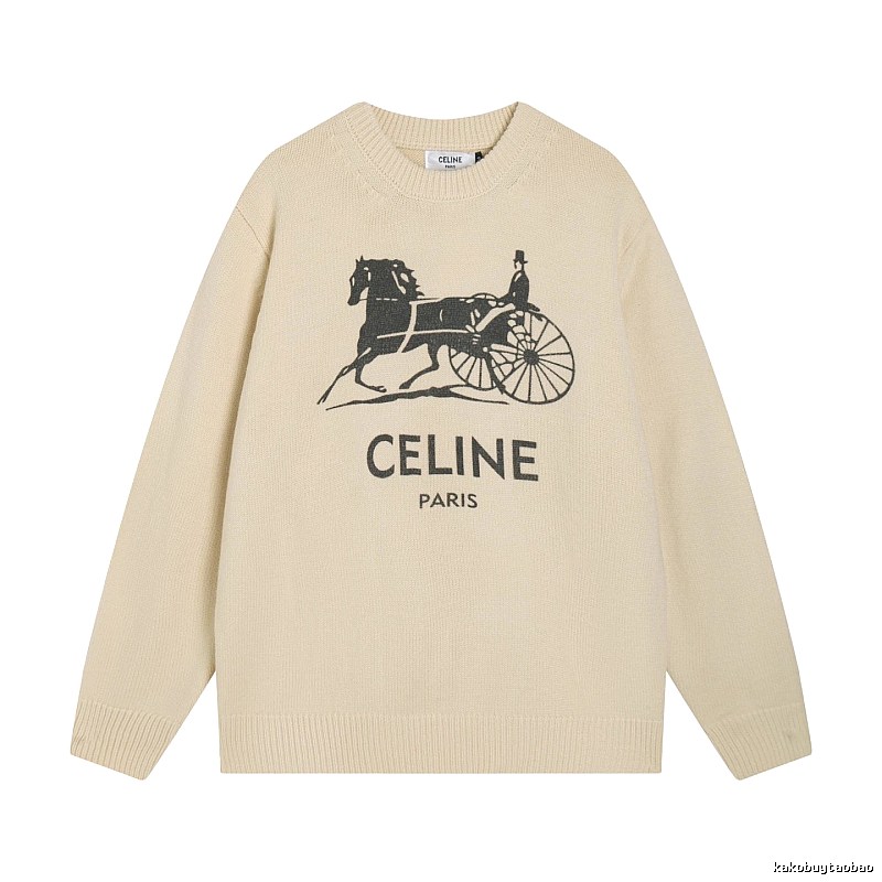 Logo Knit Sweater for School Runs in CELINE Style