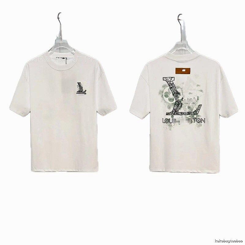 Louis Vuitton Large Print Trendy Style White T-Shirt