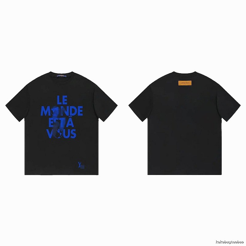 Louis Vuitton Letter Print Trendy Cool Black T-Shirt