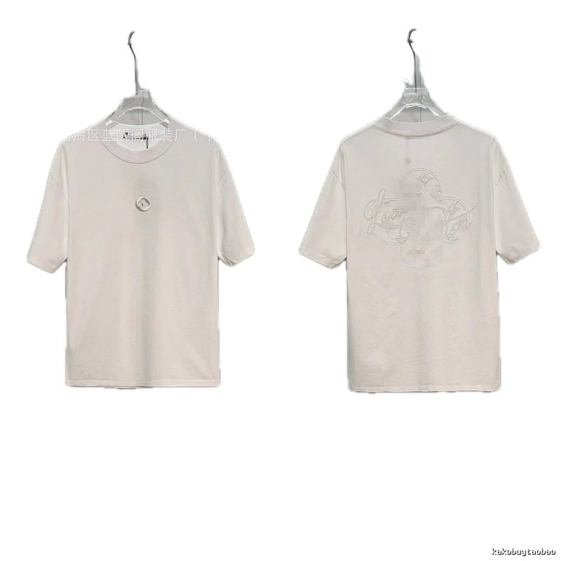 Louis Vuitton Monogram Embroidered Trendy Style White T-Shirt