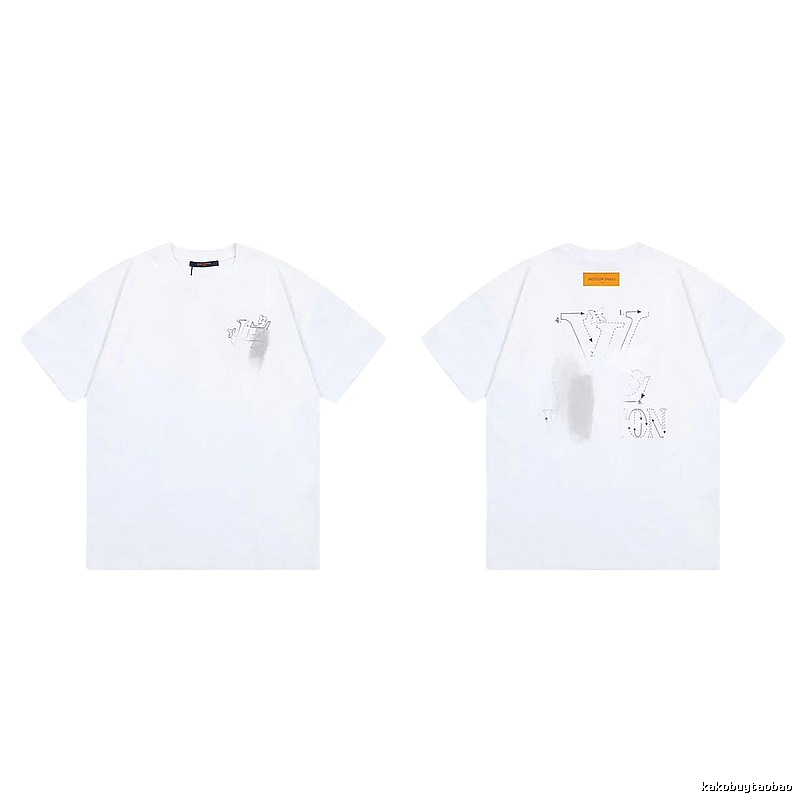 Louis Vuitton Trendy Line-drawing Style White Short-sleeve T-shirt