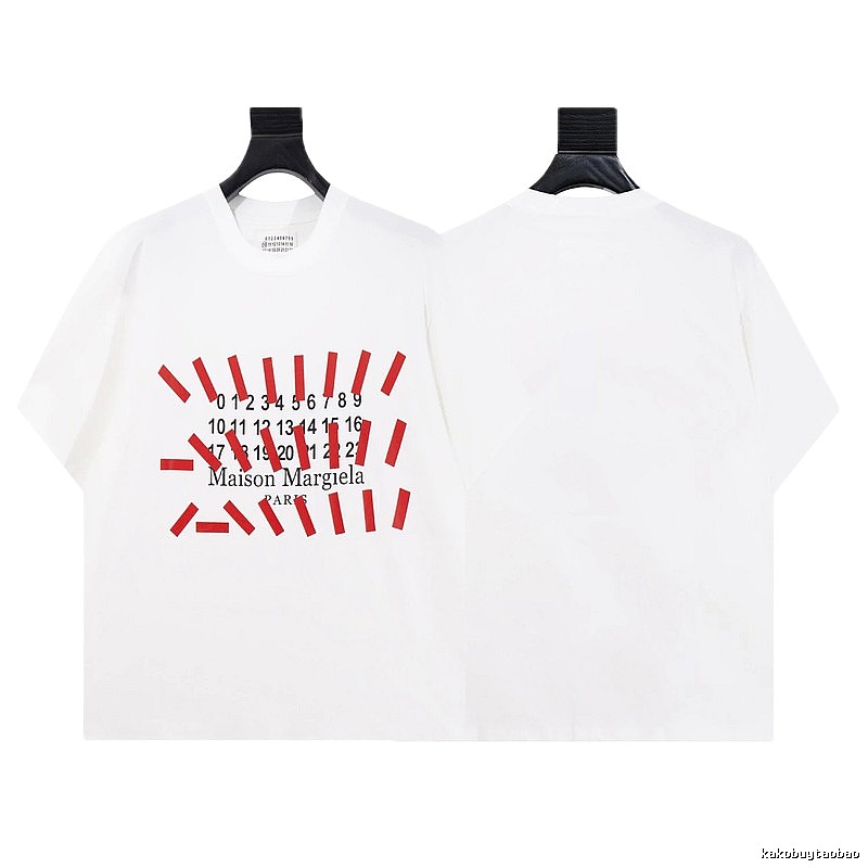 Maison Margiela Digital Print Streetwear Brand White Short-sleeve T-shirt
