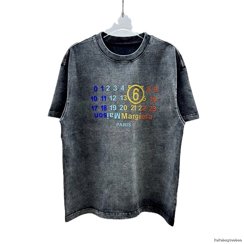 Maison Margiela MM6 Vintage Distressed Charcoal Gray T-Shirt