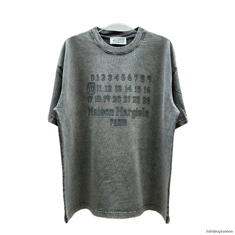 Maison Margiela Numbers Collection Vintage Washed Grey Short Sleeve T-Shirt