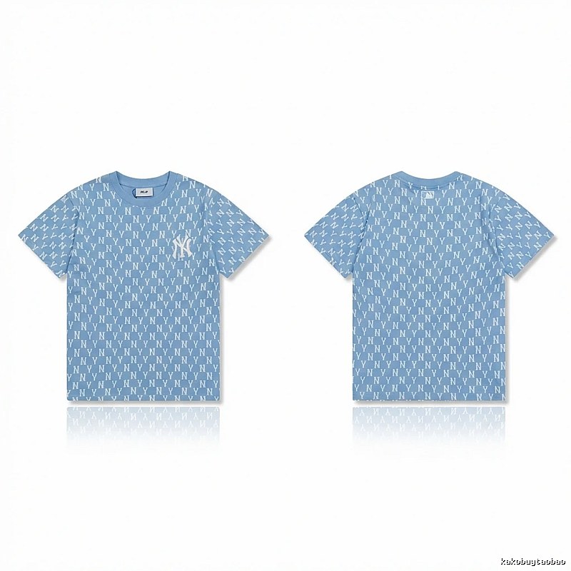MLB full - print style light blue T - shirt